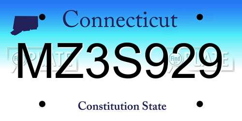MZ3S929 Connecticut License Plate