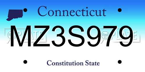 MZ3S979 Connecticut License Plate
