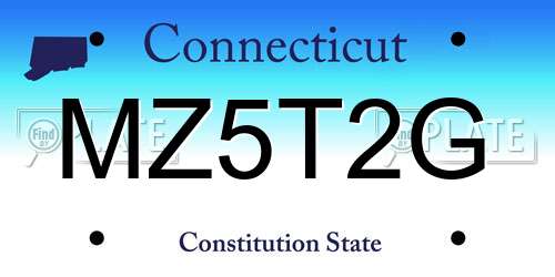 MZ5T2G Connecticut License Plate