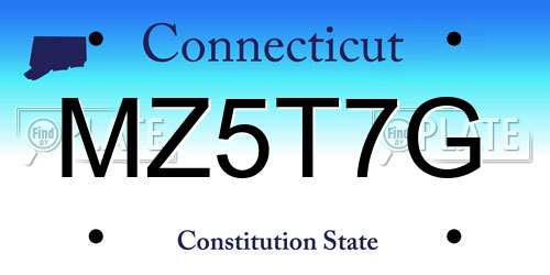 MZ5T7G Connecticut License Plate
