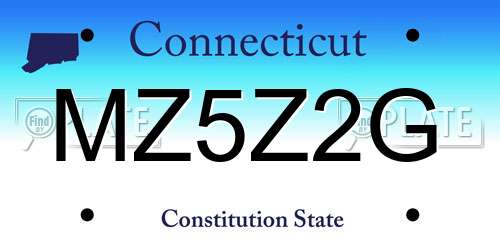 MZ5Z2G Connecticut License Plate