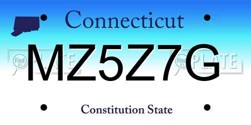 MZ5Z7G Connecticut License Plate