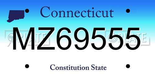 MZ69555 Connecticut License Plate