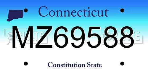 MZ69588 Connecticut License Plate