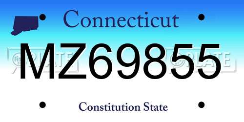 MZ69855 Connecticut License Plate