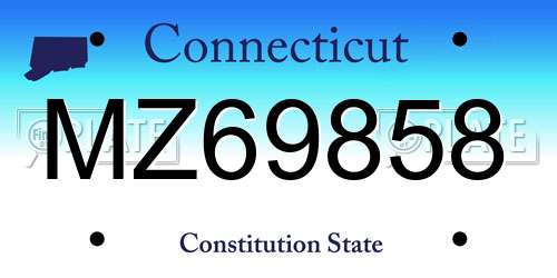 MZ69858 Connecticut License Plate