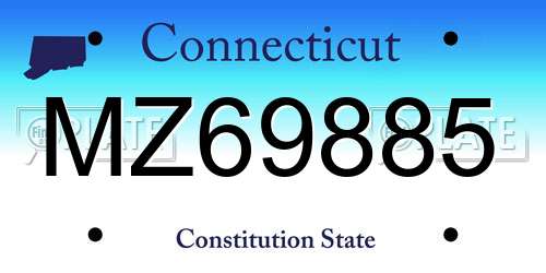 MZ69885 Connecticut License Plate