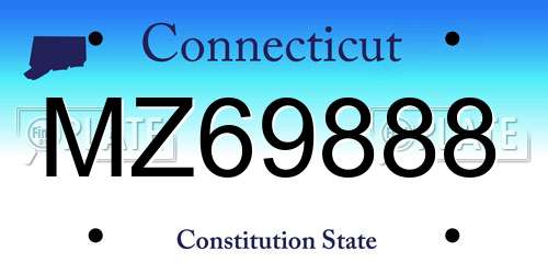 MZ69888 Connecticut License Plate