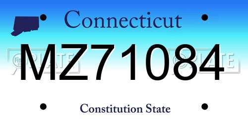 MZ71084 Connecticut License Plate