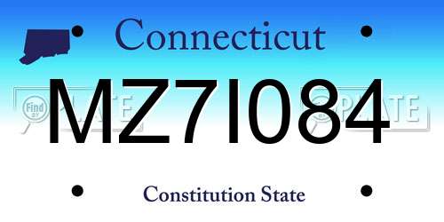MZ7I084 Connecticut License Plate