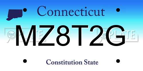 MZ8T2G Connecticut License Plate