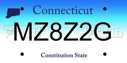 MZ8Z2G Connecticut License Plate