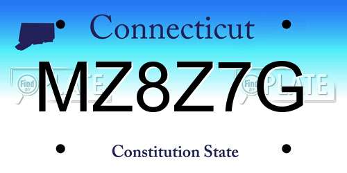 MZ8Z7G Connecticut License Plate