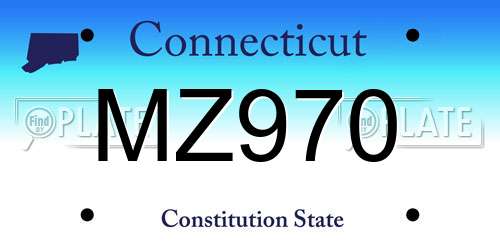 MZ970 Connecticut License Plate