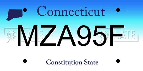 MZA95F Connecticut License Plate