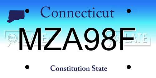 MZA98F Connecticut License Plate
