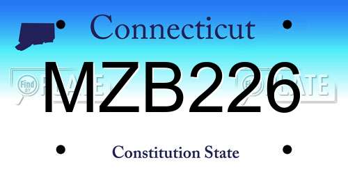MZB226 Connecticut License Plate