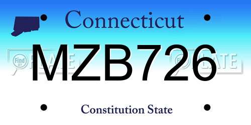MZB726 Connecticut License Plate