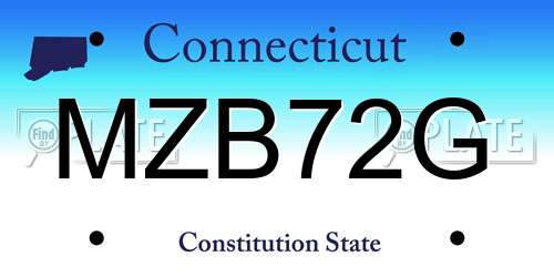MZB72G Connecticut License Plate