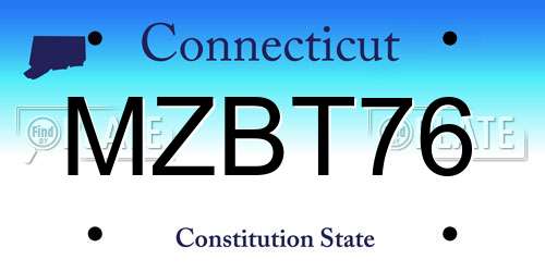 MZBT76 Connecticut License Plate