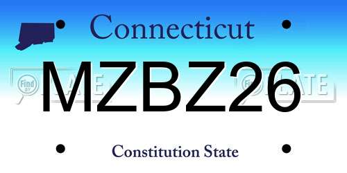 MZBZ26 Connecticut License Plate