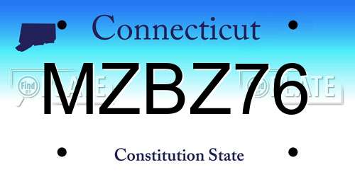 MZBZ76 Connecticut License Plate