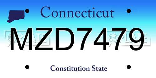 MZD7479 Connecticut License Plate
