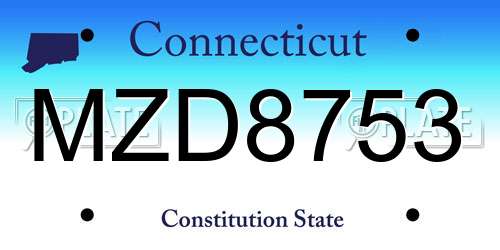 MZD8753 Connecticut License Plate
