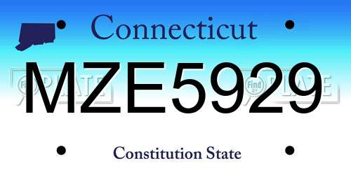 MZE5929 Connecticut License Plate