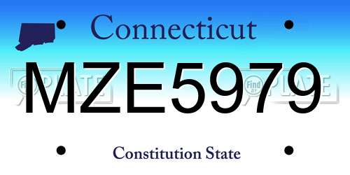 MZE5979 Connecticut License Plate
