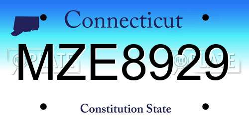 MZE8929 Connecticut License Plate