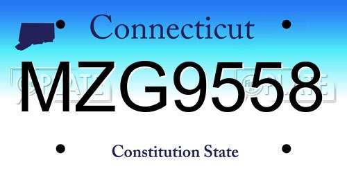 MZG9558 Connecticut License Plate