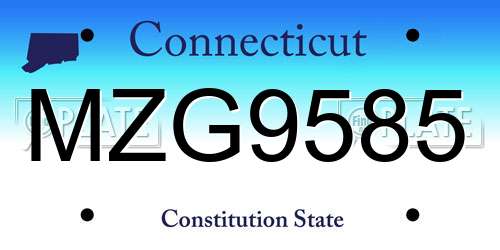 MZG9585 Connecticut License Plate