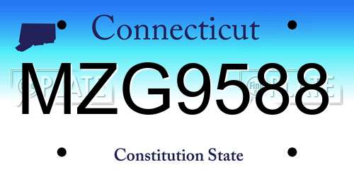 MZG9588 Connecticut License Plate