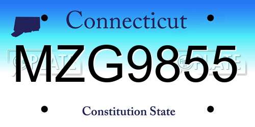 MZG9855 Connecticut License Plate