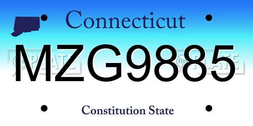MZG9885 Connecticut License Plate