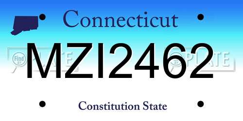 MZI2462 Connecticut License Plate