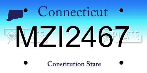 MZI2467 Connecticut License Plate