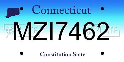 MZI7462 Connecticut License Plate