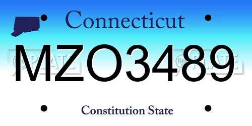 MZO3489 Connecticut License Plate