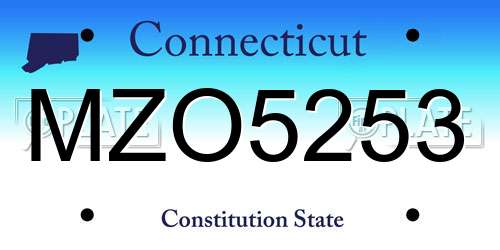 MZO5253 Connecticut License Plate