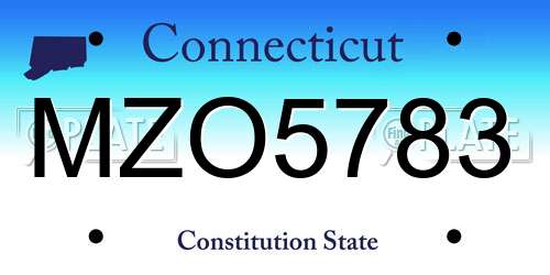 MZO5783 Connecticut License Plate
