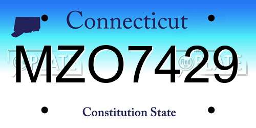 MZO7429 Connecticut License Plate