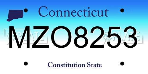 MZO8253 Connecticut License Plate
