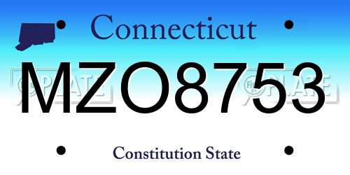 MZO8753 Connecticut License Plate