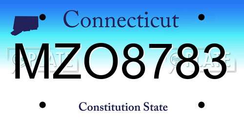 MZO8783 Connecticut License Plate