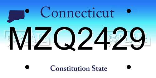 MZQ2429 Connecticut License Plate