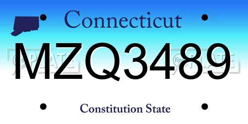 MZQ3489 Connecticut License Plate