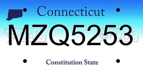 MZQ5253 Connecticut License Plate