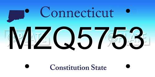 MZQ5753 Connecticut License Plate
